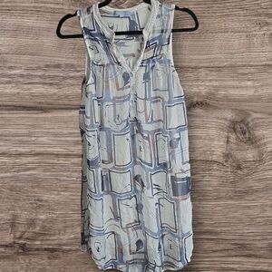 Stella Rosa woman's abstract print sleeveless tunic dress 100% silk